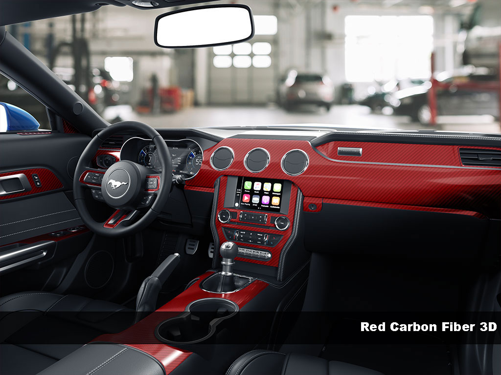 3D Carbon Fiber Red Dash Trim Kit
