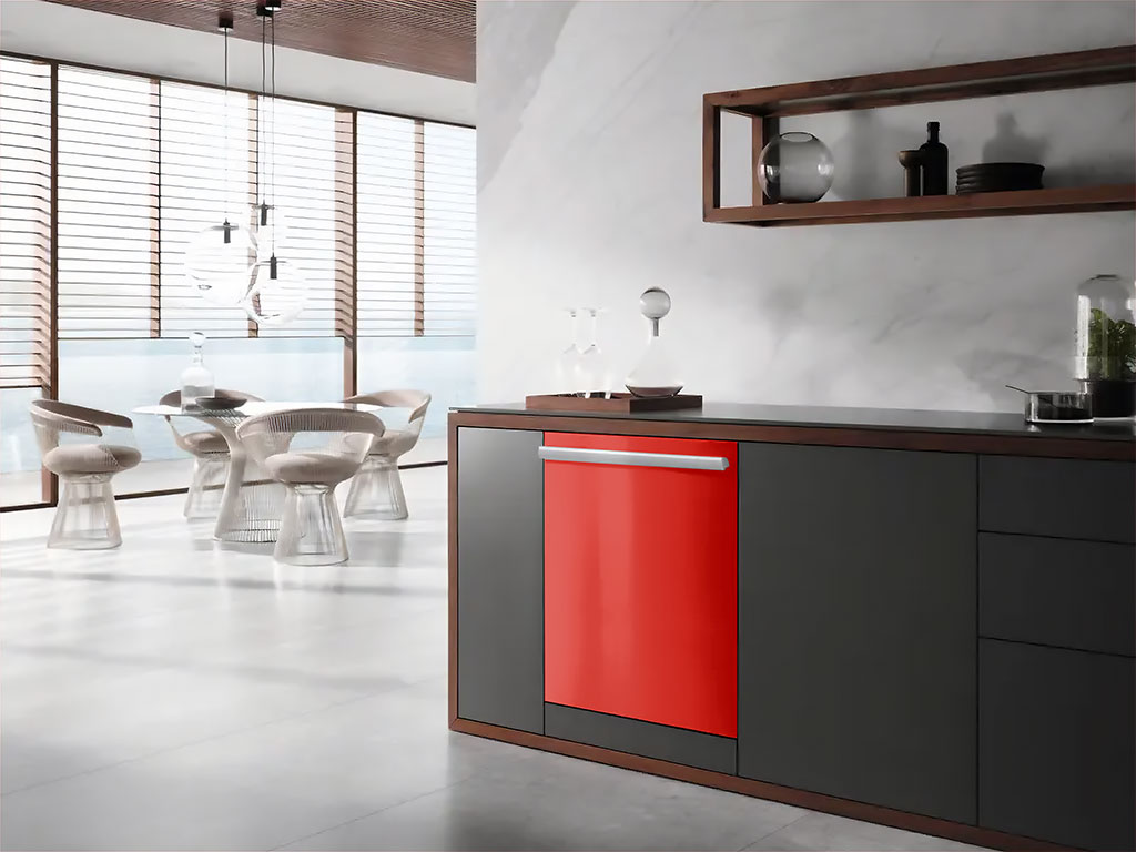 Rwraps™ Hyper Gloss Red Wrapped Dishwasher Example