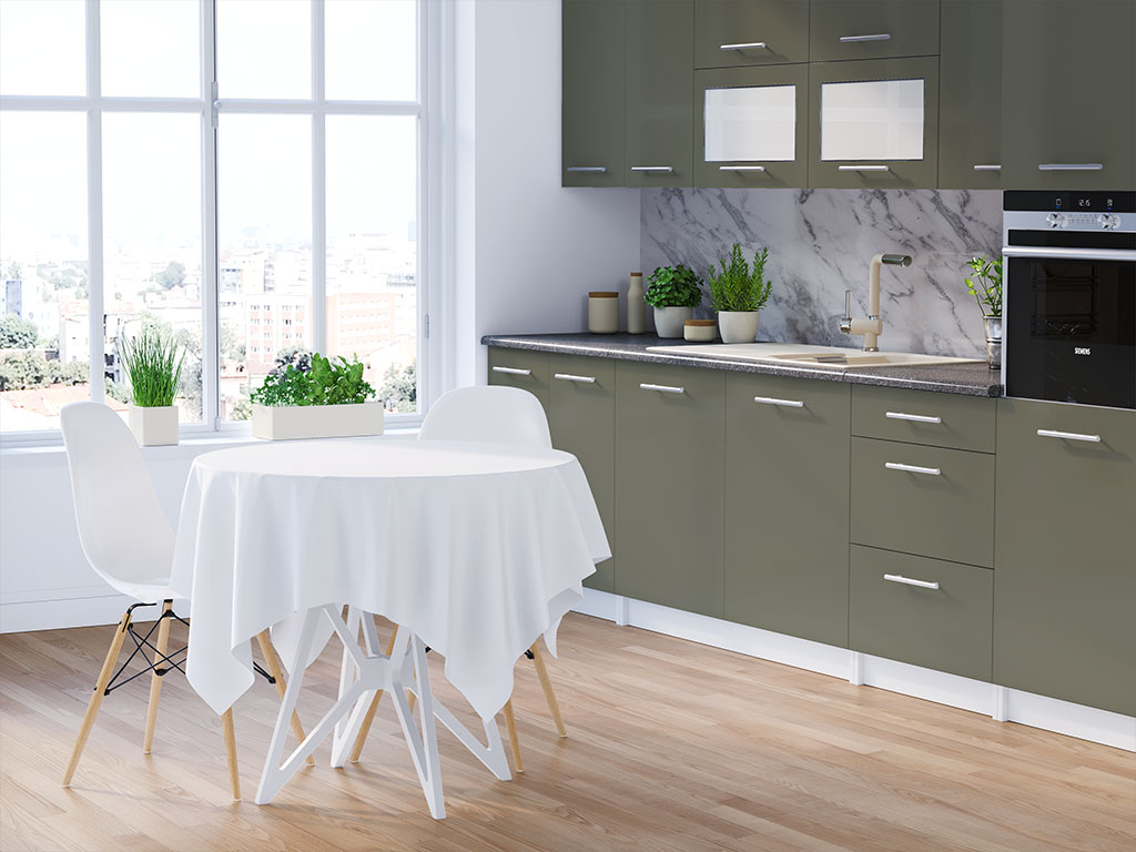 Avery Dennison SW900 Satin Khaki Green DIY Kitchen Cabinet Wraps