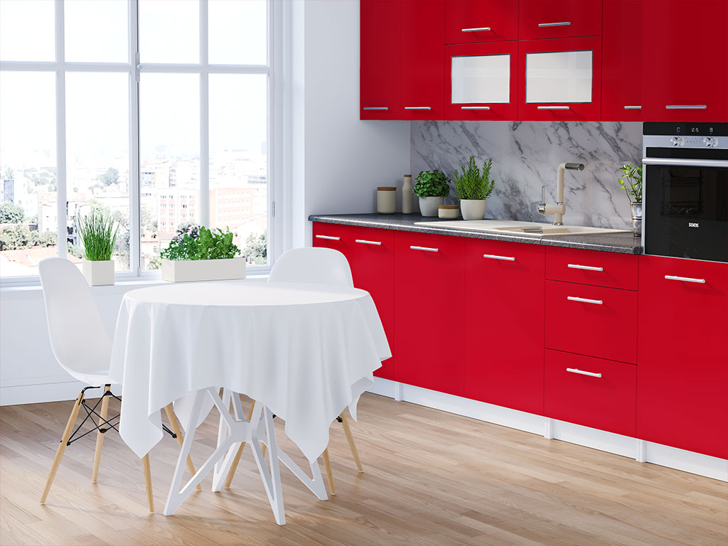 Rwraps Gloss Carmine Red DIY Kitchen Cabinet Wraps