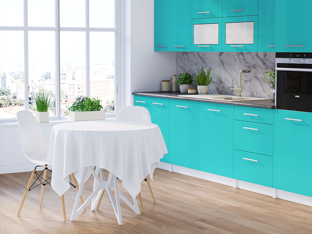 Rwraps Hyper Gloss Turquoise DIY Kitchen Cabinet Wraps