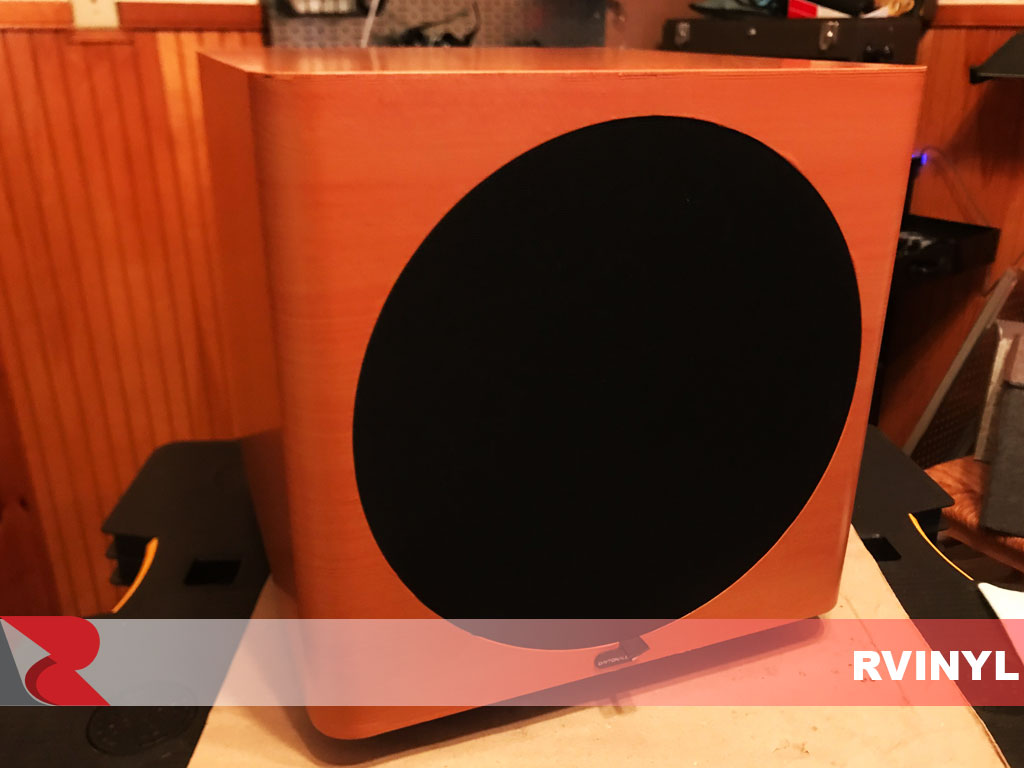 DIY Cherry Woodgrain Vinyl Speaker Box Wrap