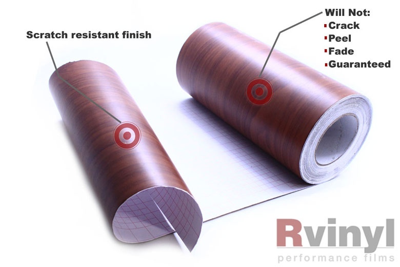 Red Oak Wood Grain Vinyl Film With Durable Surface
