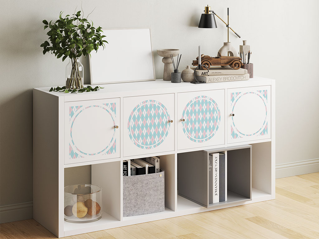 Overlapping Blues Argyle DIY Furniture Stickers