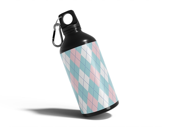 Overlapping Blues Argyle Water Bottle DIY Stickers
