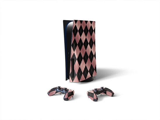 Hidden Flamingos Argyle Sony PS5 DIY Skin