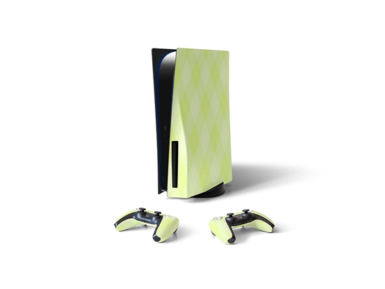 Neon Lemon Argyle Sony PS5 DIY Skin