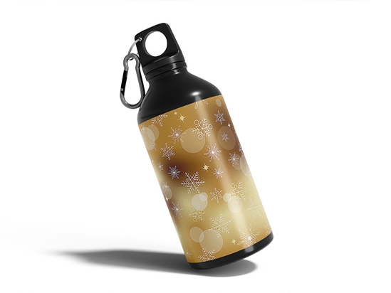 Golden Snow Bokeh Water Bottle DIY Stickers