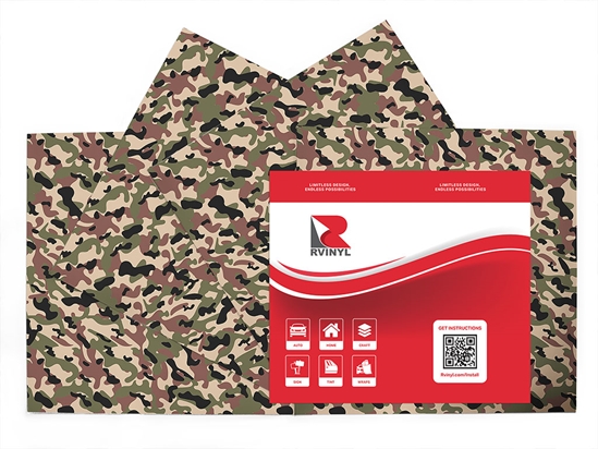 Army Woodland Camouflage Craft Vinyl Sheet Pack