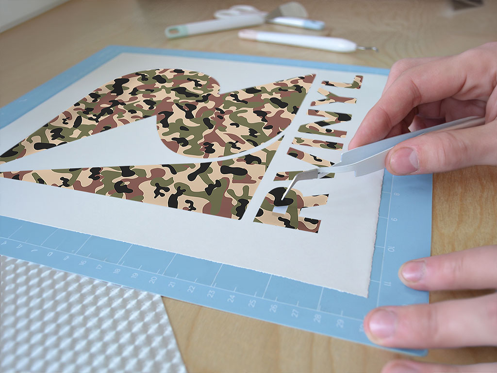 Army Woodland Camouflage Easy Weed Craft Vinyl