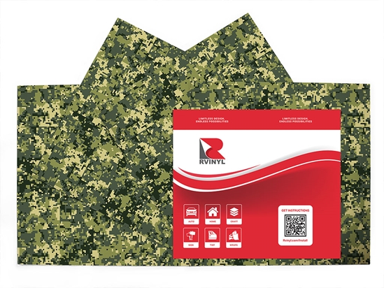 Forest Pixel Camouflage Craft Vinyl Sheet Pack