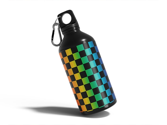 Rainbow Checkered Water Bottle DIY Stickers
