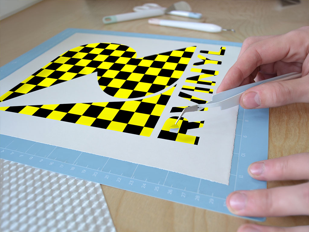 Yellow Checkered Easy Weed Craft Vinyl