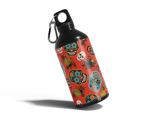 Autumnal Calaveras Day of the Dead Water Bottle DIY Stickers