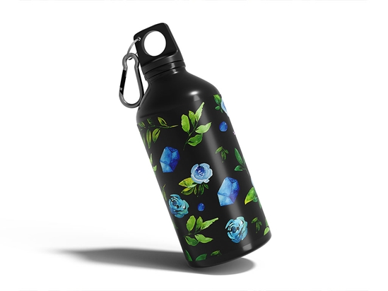 Azure Rose Floral Water Bottle DIY Stickers