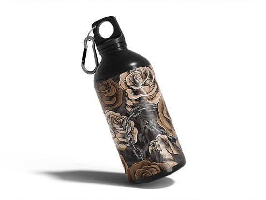 Brown Chain Floral Water Bottle DIY Stickers