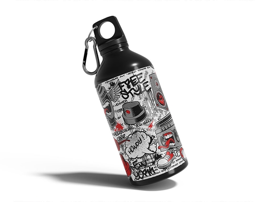 Red Free Style Graffiti Water Bottle DIY Stickers
