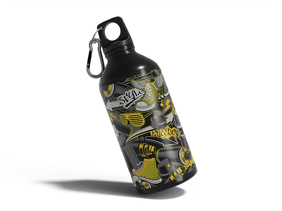 Yellow Tag Graffiti Water Bottle DIY Stickers