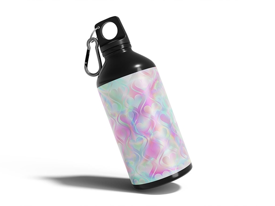 Psychedelic Waves Heart Water Bottle DIY Stickers