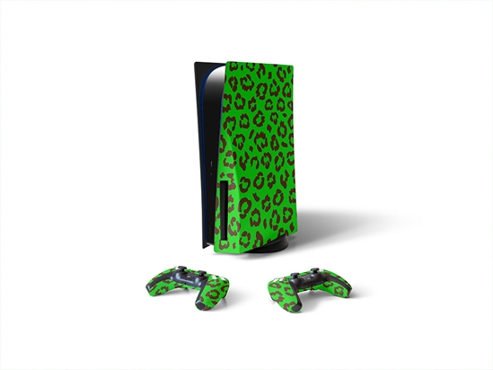 Green Leopard Animal Print Sony PS5 DIY Skin