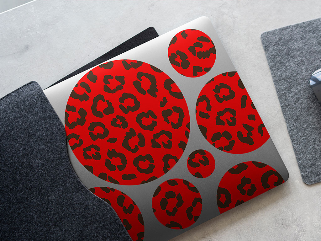 Red Leopard Animal Print DIY Laptop Stickers