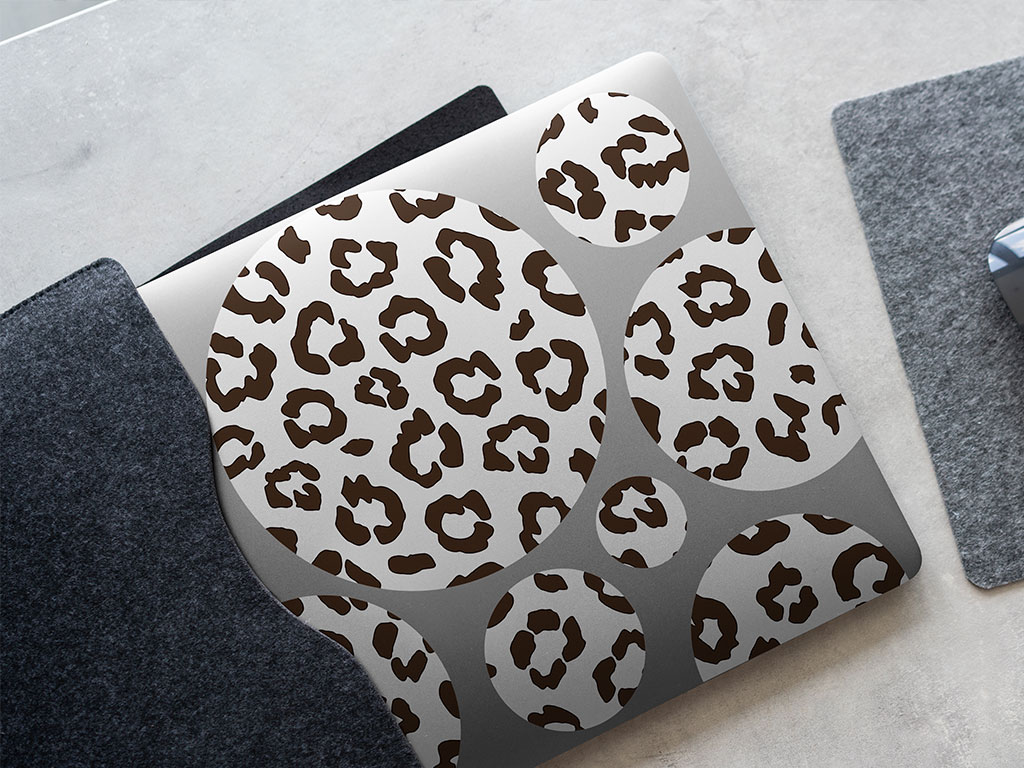 White Leopard Animal Print DIY Laptop Stickers