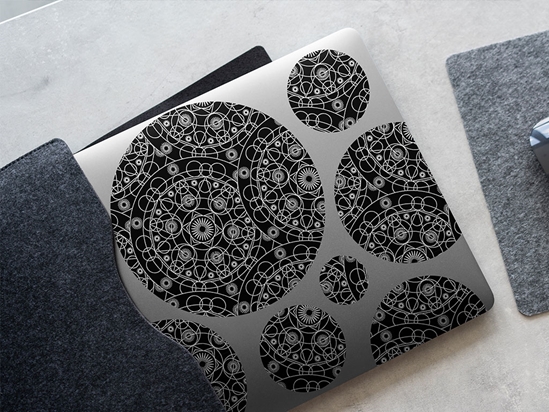 Black Cylindrical Mandala DIY Laptop Stickers