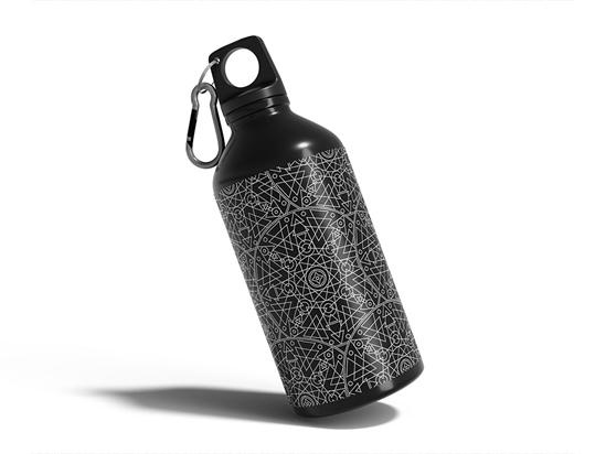 Black Geometric Mandala Water Bottle DIY Stickers