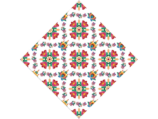 Embroidered Tulips Mandala Vinyl Wrap Pattern