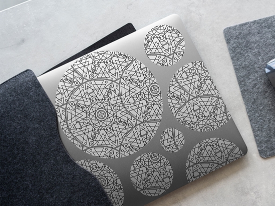 White Geometric Mandala DIY Laptop Stickers