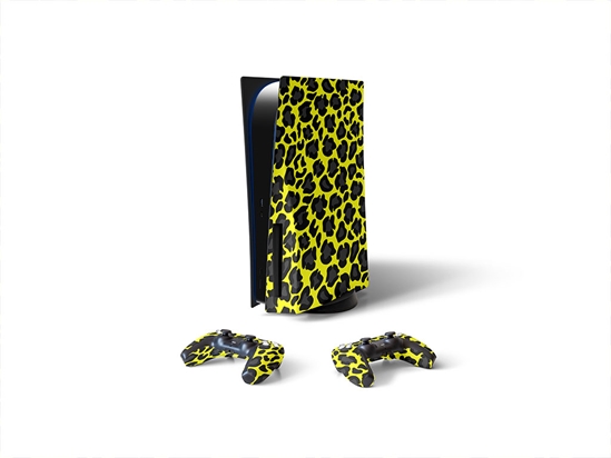 Yellow Panther Animal Print Sony PS5 DIY Skin