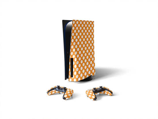 Apricot Orange Polka Dot Sony PS5 DIY Skin