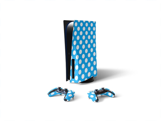 Electric Blue Polka Dot Sony PS5 DIY Skin