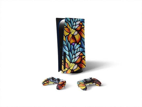Floating Leaves Stained Glass Sony PS5 DIY Skin