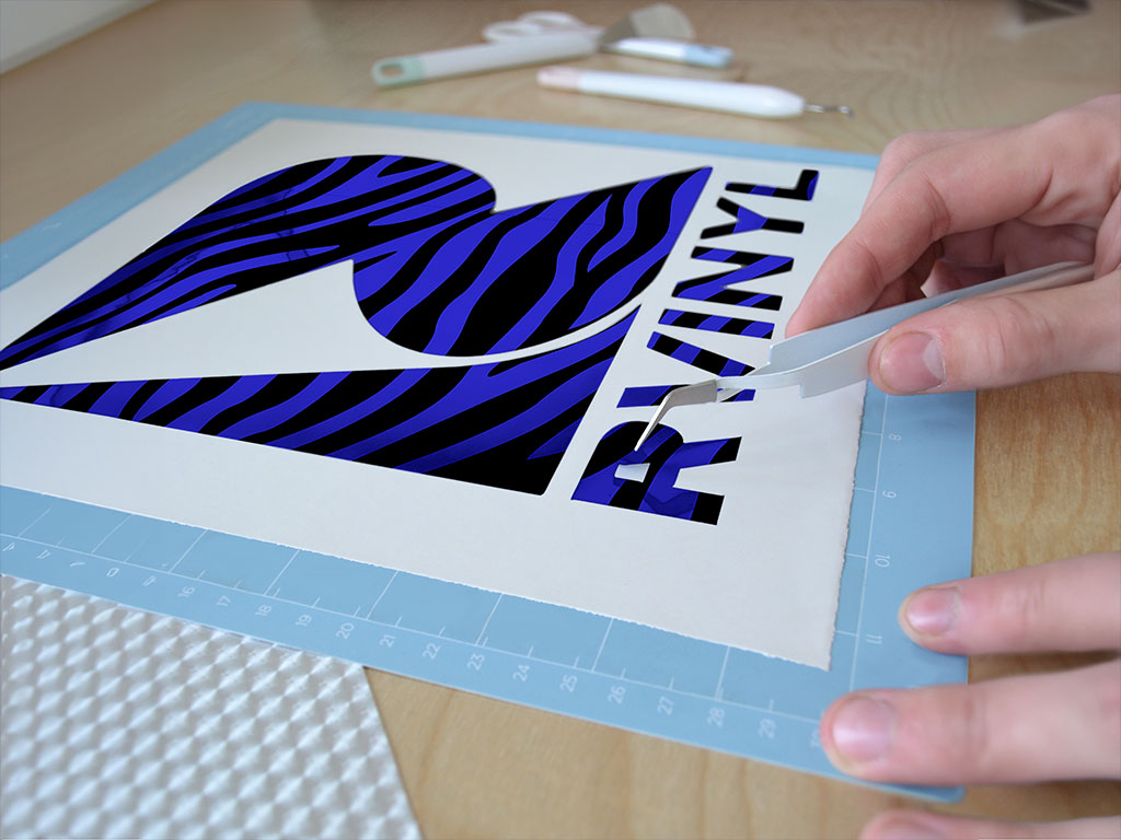 Blue Zebra Animal Print Easy Weed Craft Vinyl