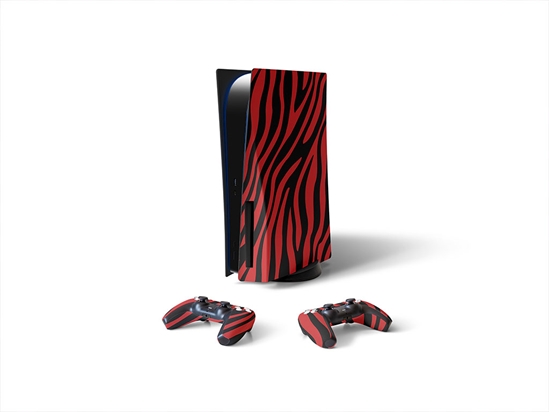 Red Zebra Animal Print Sony PS5 DIY Skin