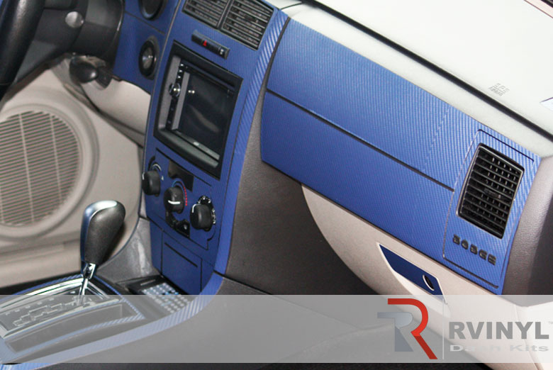 Dodge Charger 2006 Blue Carbon Fiber Dash Kit