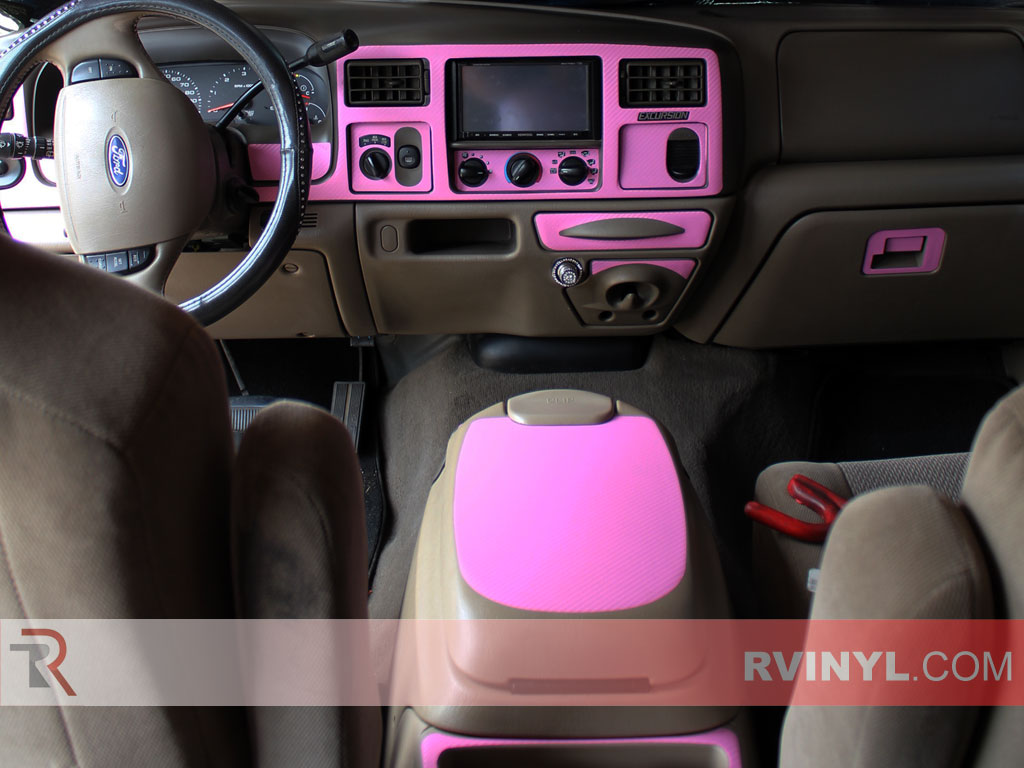 Ford Excursion Pink Carbon Fiber Dash Kit