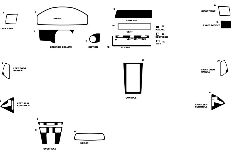Mercedes-Benz SL-Class 1991 - 2002 Dash Kit Diagram