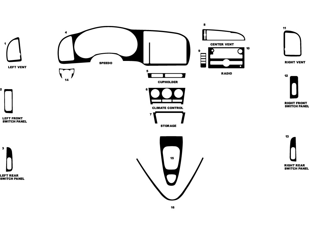 Saab 9-3 2007-2011 Dash Kit Diagram