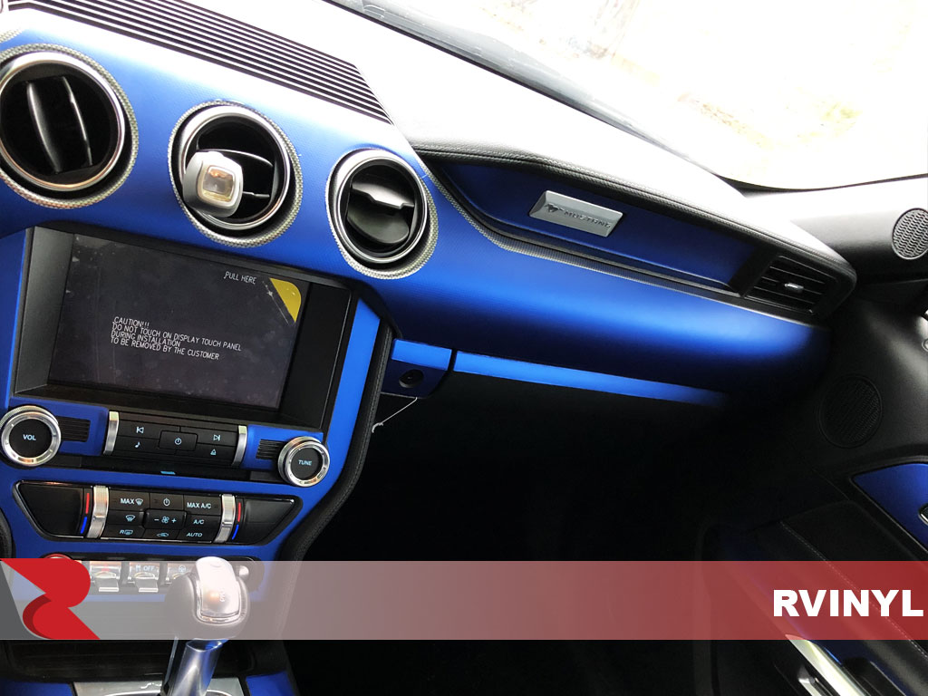 Rdash 2015 Ford Mustang Custom Dash Kit With Matte Chrome Blue Finish