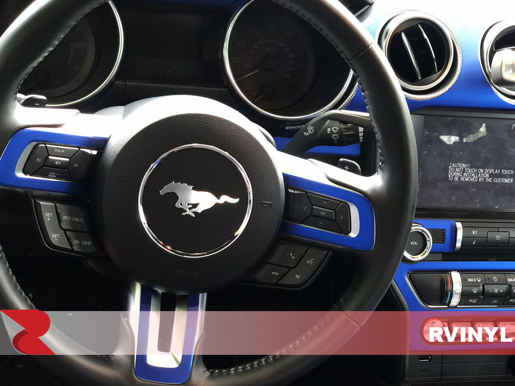 Rdash 2015 Ford Mustang Steering Wheel Trim With Matte Chrome Blue Finish