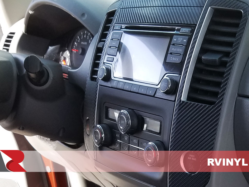 Rdash 2013 Nissan Frontier Center Console Side View with Carbon Fiber 3D Black Dash Kit