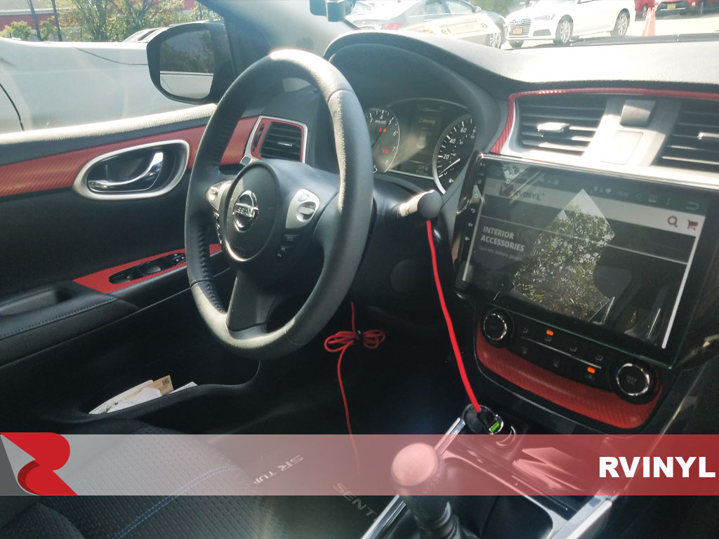 Rdash Nissan Sentra 2013-2017 Red Carbon Fiber 4D interior sticker trim