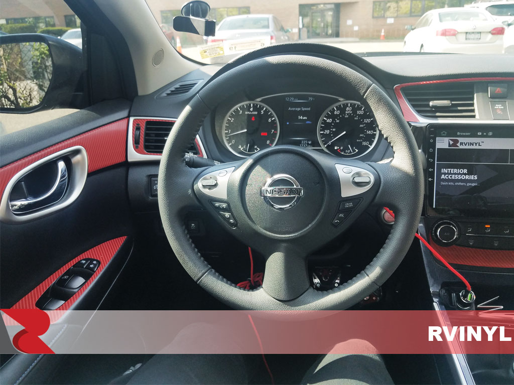 Rdash 2013-2017 Nissan Sentra Red Carbon Fiber 4D interior sticker trim