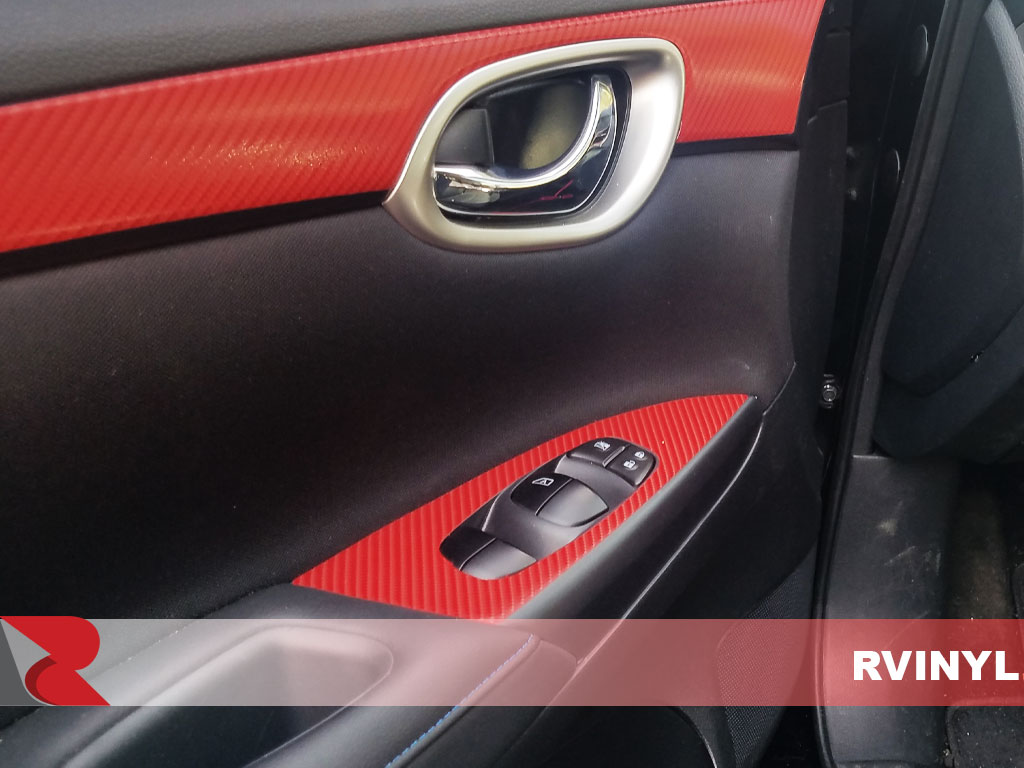 Rdash 2013-2017 Nissan Sentra Red Carbon Fiber 4D driver side custom decal kit