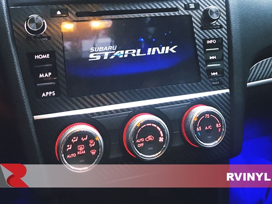 Rdash 2016-2017 Subaru Crosstrek navigation screen with Black Carbon Fiber dash kit