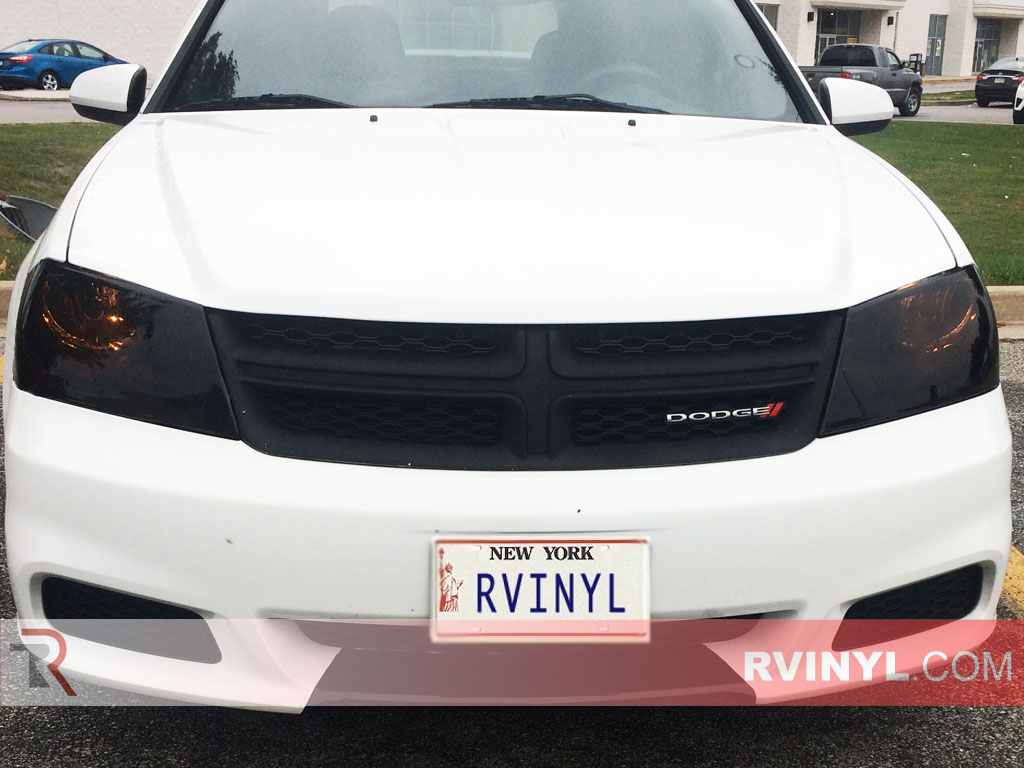 Rtint Headlight Tint Covers Compatible with Dodge Avenger 2008-2014 Smoke 