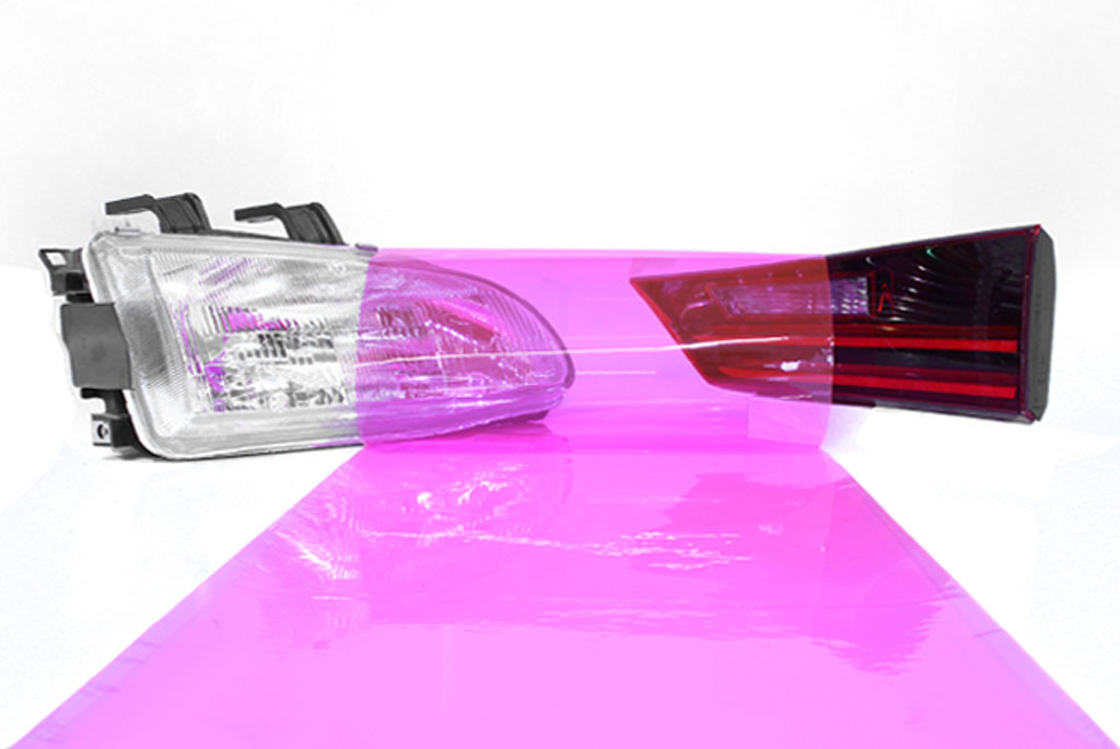 Pink Smoke Tint Car Light Wraps