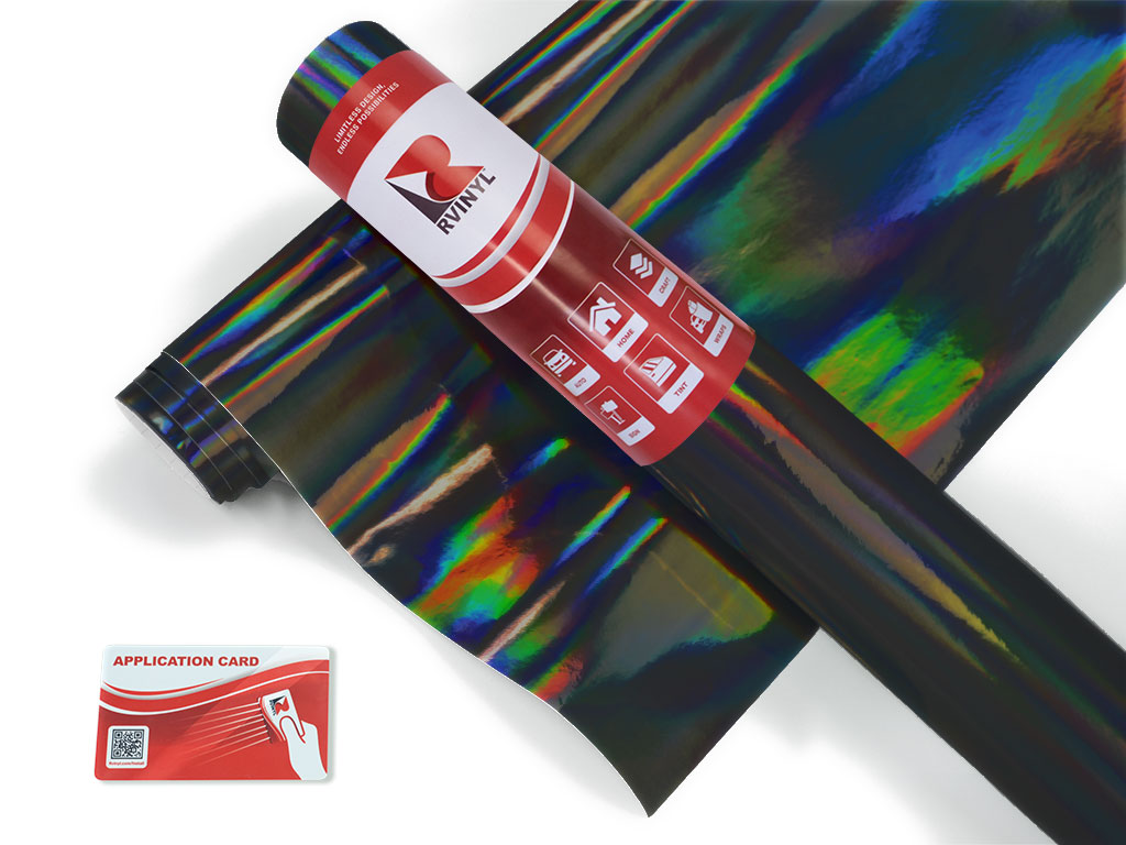 Rwraps Holographic Chrome Black Neochrome Fridge Wrap Color Film